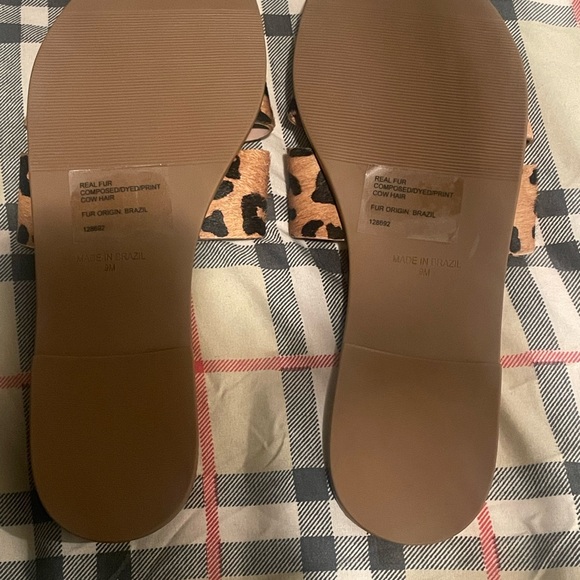Steve Madden Real fur cow hair Brown Leopard Print Sandals ❤️ - Picture 3 of 3